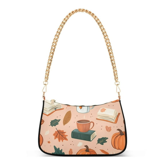 FORMRS Womens Shoulder Bag with Chain Strap Clutch Purse Cute Tote Handbag, Pink Fall Coffee