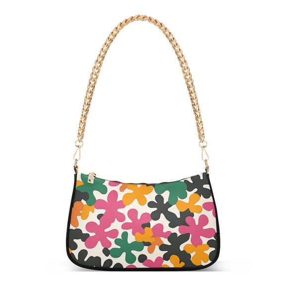 FORMRS Womens Shoulder Bag with Chain Strap Clutch Purse Cute Tote Handbag, Pink Floral Blooms