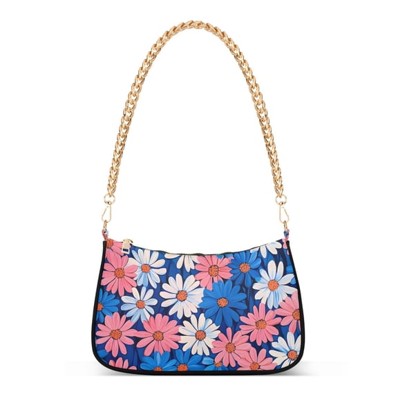 FORMRS Womens Shoulder Bag with Chain Strap Clutch Purse Cute Tote Handbag, Pink Flowers Pattern