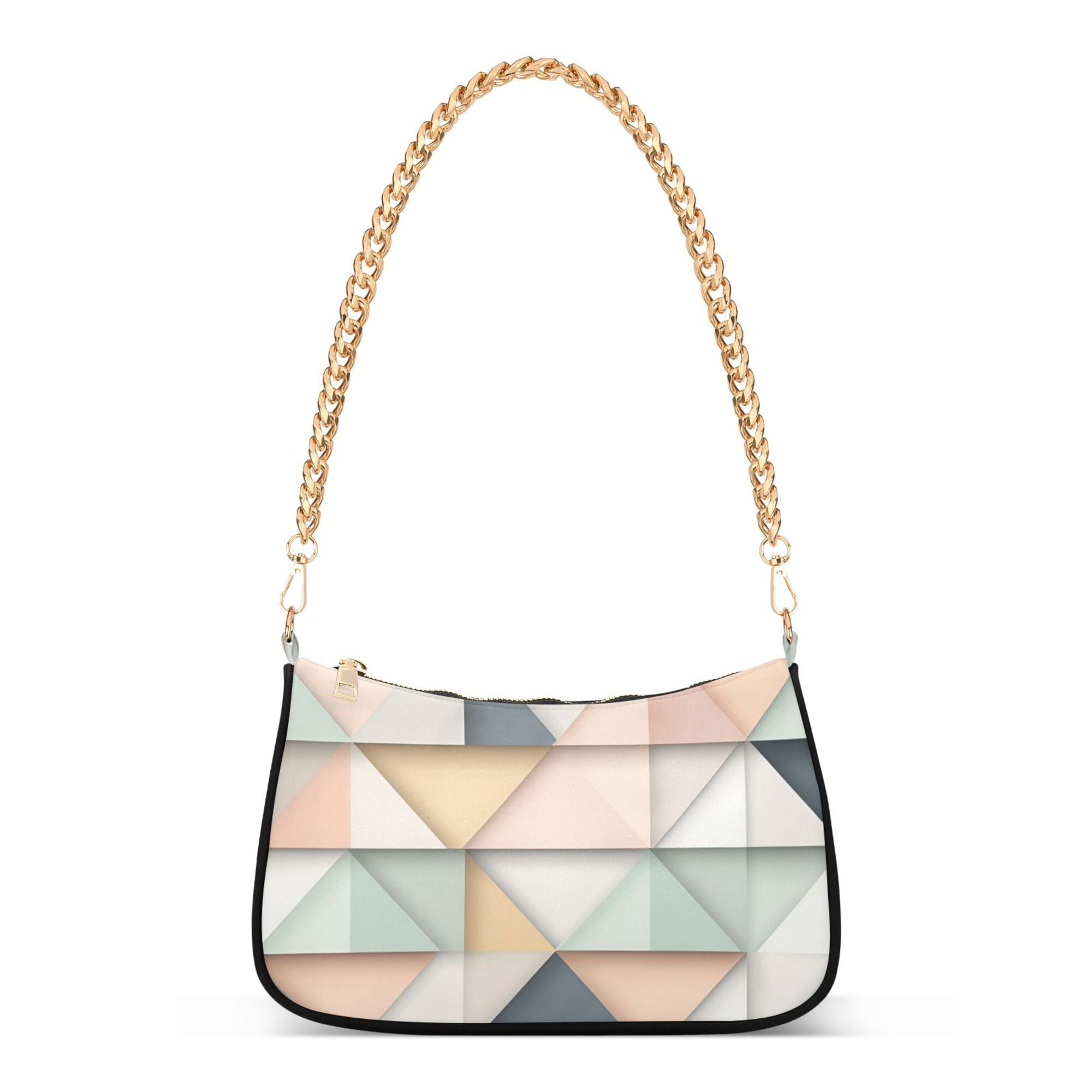 FORMRS Womens Shoulder Bag with Chain Strap Clutch Purse Cute Tote Handbag, Pink Geometric