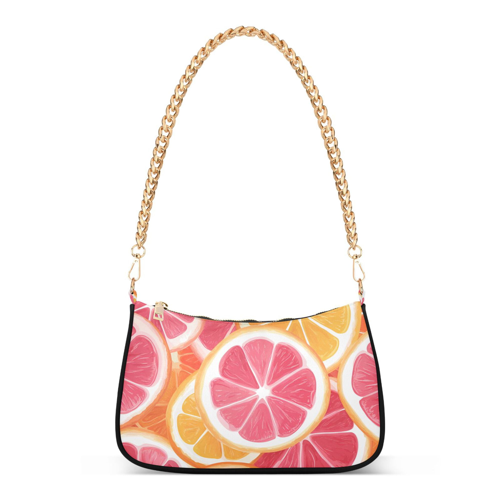 FORMRS Womens Shoulder Bag with Chain Strap Clutch Purse Cute Tote Handbag, Pink Grapefruit Slices