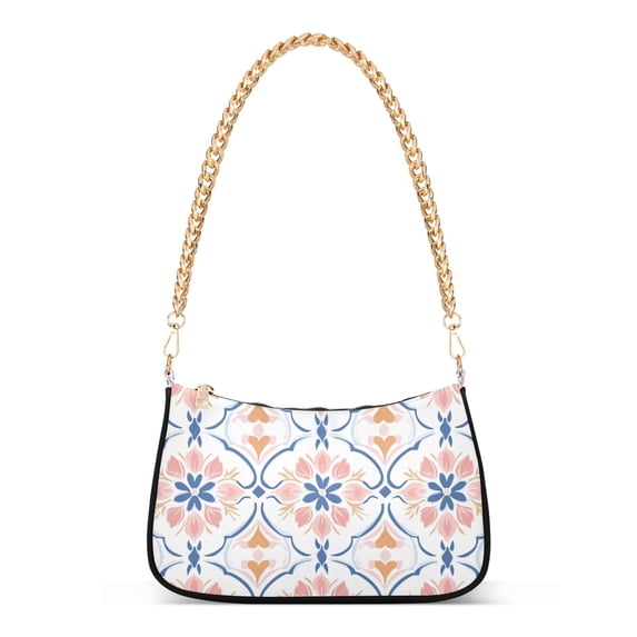 FORMRS Womens Shoulder Bag with Chain Strap Clutch Purse Cute Tote Handbag, Pink Mosaic Pattern