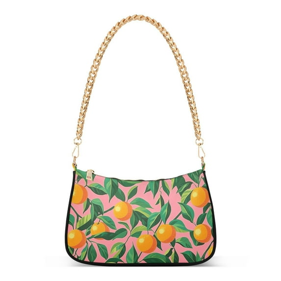 FORMRS Womens Shoulder Bag with Chain Strap Clutch Purse Cute Tote Handbag, Pink Oranges