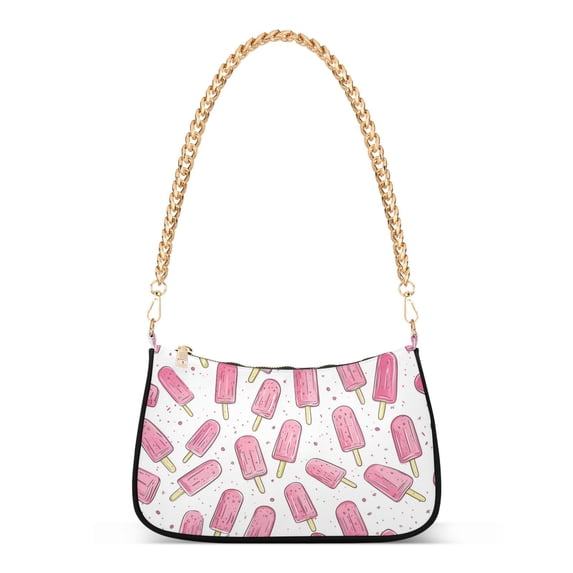 FORMRS Womens Shoulder Bag with Chain Strap Clutch Purse Cute Tote Handbag, Pink Popsicle Pattern
