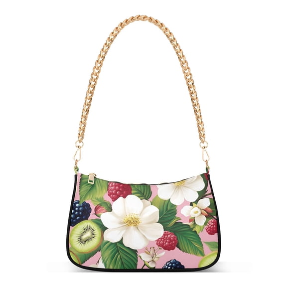 FORMRS Womens Shoulder Bag with Chain Strap Clutch Purse Cute Tote Handbag, Pink Raspberries