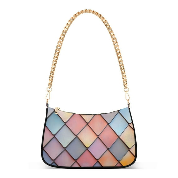 FORMRS Womens Shoulder Bag with Chain Strap Clutch Purse Cute Tote Handbag, Pink Shimmering Pattern