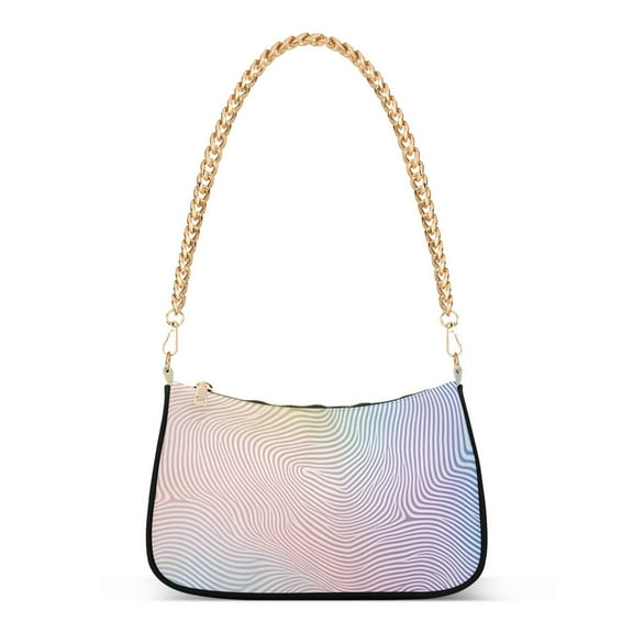 FORMRS Womens Shoulder Bag with Chain Strap Clutch Purse Cute Tote Handbag, Pink Wavy Striped