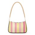 thumbnail image 1 of FORMRS Womens Shoulder Bag with Chain Strap Clutch Purse Cute Tote Handbag, Pink and Yellow Striped Pattern, 1 of 7