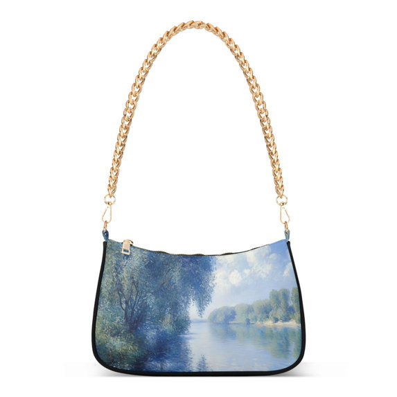 FORMRS Womens Shoulder Bag with Chain Strap Clutch Purse Cute Tote Handbag, Plants and River