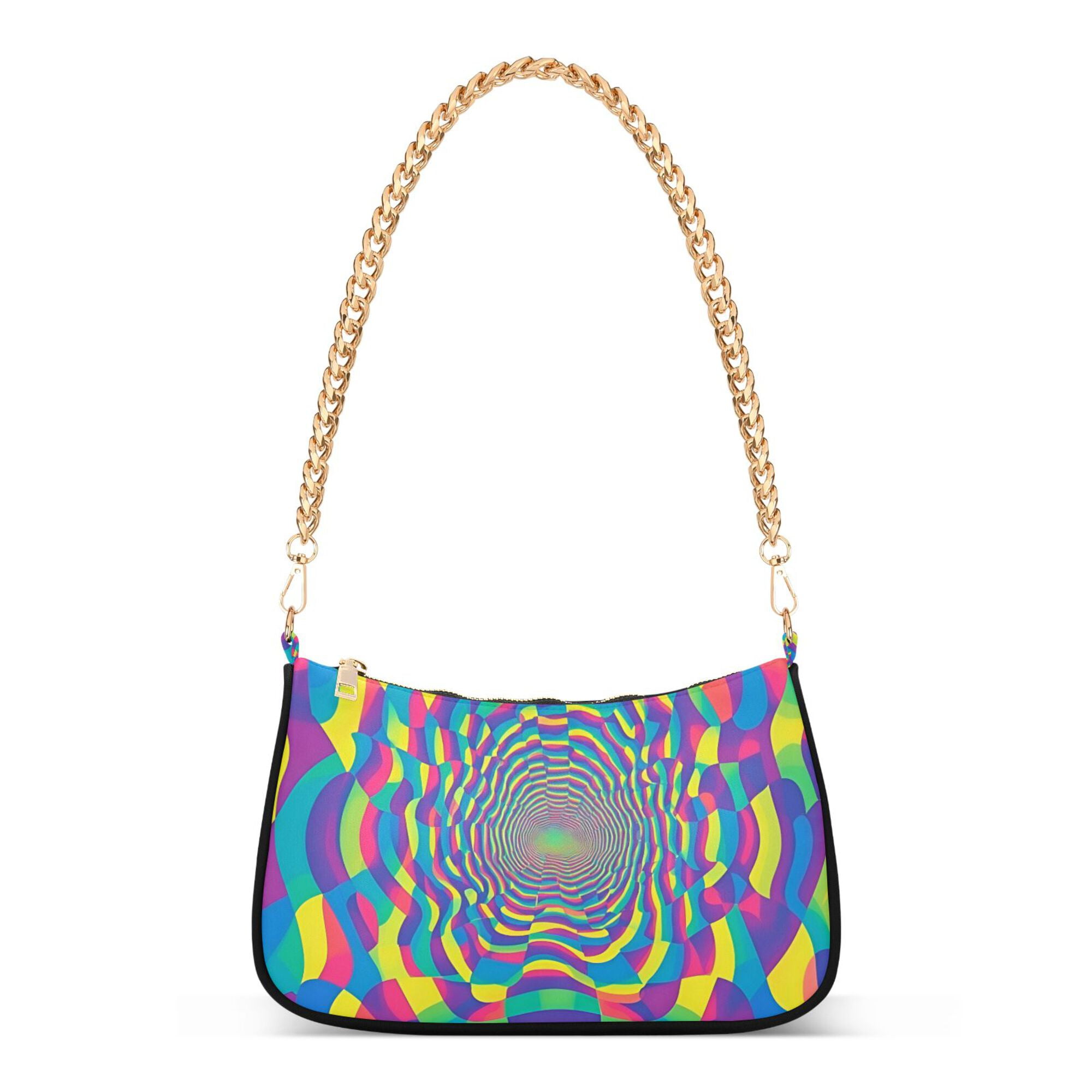 FORMRS Womens Shoulder Bag with Chain Strap Clutch Purse Cute Tote Handbag, Psychedelic Pattern
