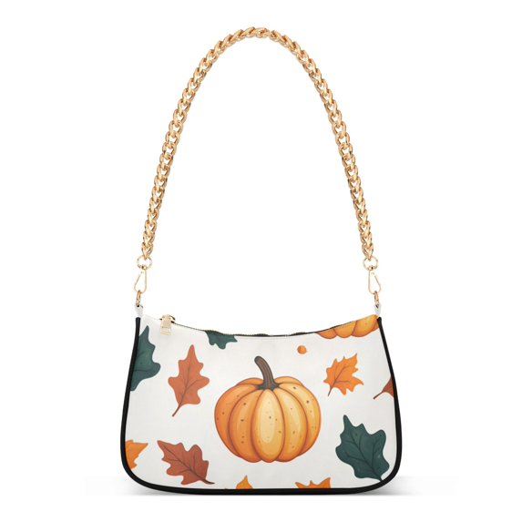 FORMRS Womens Shoulder Bag with Chain Strap Clutch Purse Cute Tote Handbag, Pumpkins Pattern