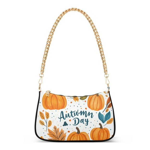 FORMRS Womens Shoulder Bag with Chain Strap Clutch Purse Cute Tote Handbag, Pumpkins Pattern