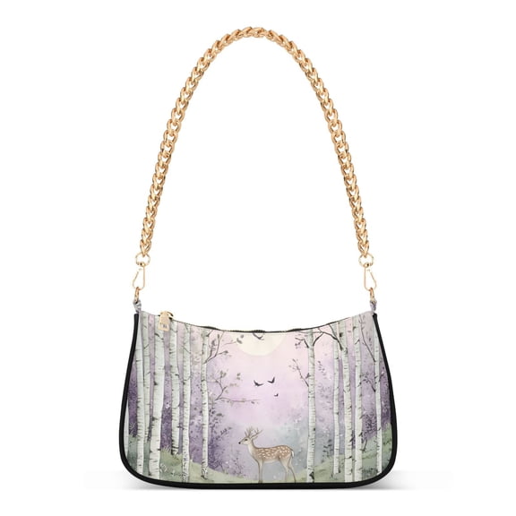 FORMRS Womens Shoulder Bag with Chain Strap Clutch Purse Cute Tote Handbag, Purple Deer