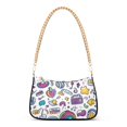 thumbnail image 1 of FORMRS Womens Shoulder Bag with Chain Strap Clutch Purse Cute Tote Handbag, Purple Doodle Pattern, 1 of 7