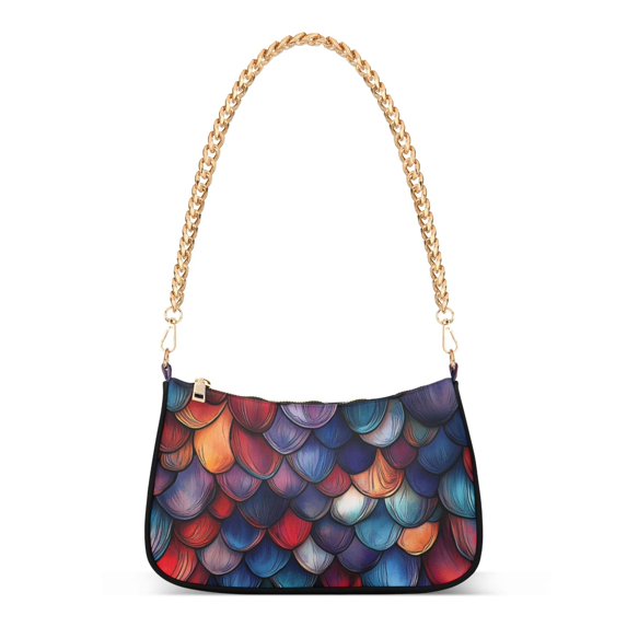 FORMRS Womens Shoulder Bag with Chain Strap Clutch Purse Cute Tote Handbag, Purple Dragon Scales Pattern