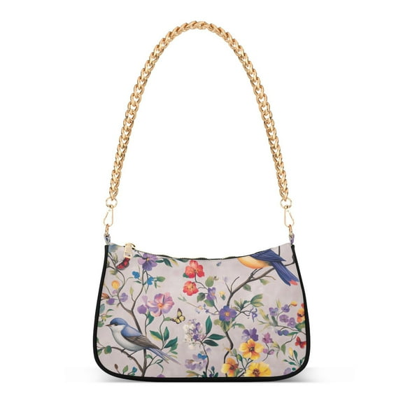 FORMRS Womens Shoulder Bag with Chain Strap Clutch Purse Cute Tote Handbag, Purple Floral Pattern