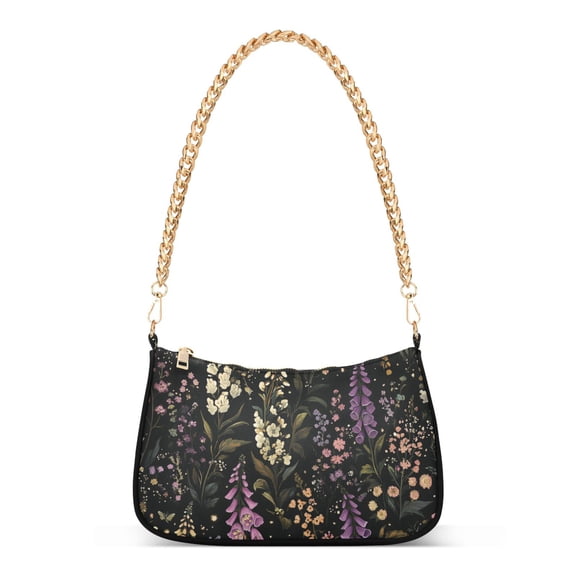 FORMRS Womens Shoulder Bag with Chain Strap Clutch Purse Cute Tote Handbag, Purple Floral Pattern