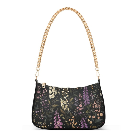 FORMRS Womens Shoulder Bag with Chain Strap Clutch Purse Cute Tote Handbag, Purple Floral Pattern