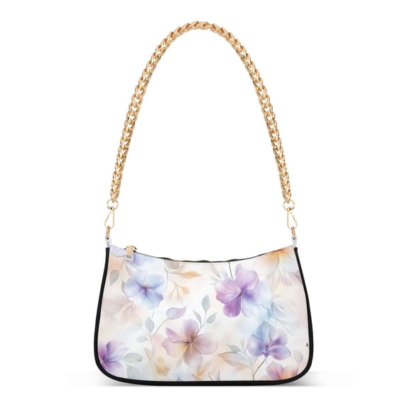 FORMRS Womens Shoulder Bag with Chain Strap Clutch Purse Cute Tote Handbag, Purple Flower Pattern