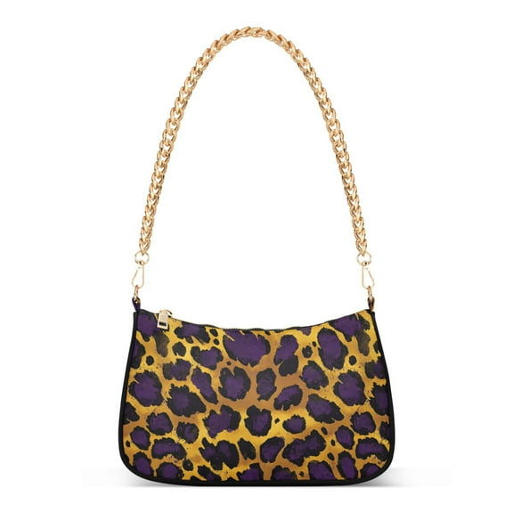 FORMRS Womens Shoulder Bag with Chain Strap Clutch Purse Cute Tote Handbag, Purple Leopard Print