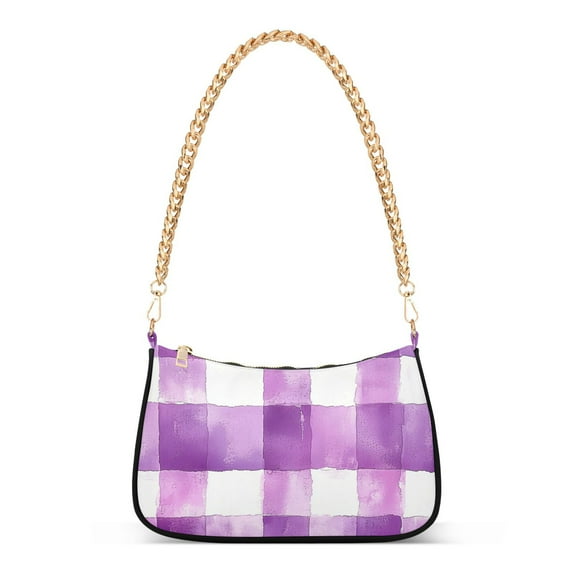 FORMRS Womens Shoulder Bag with Chain Strap Clutch Purse Cute Tote Handbag, Purple and White Pattern