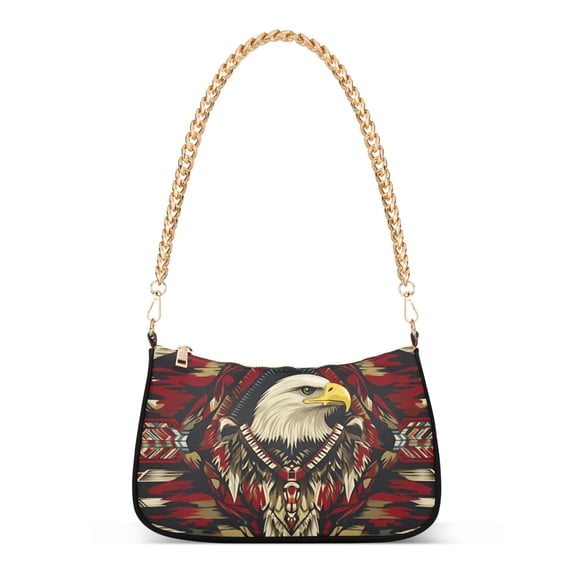 FORMRS Womens Shoulder Bag with Chain Strap Clutch Purse Cute Tote Handbag, Red Abstract Eagle