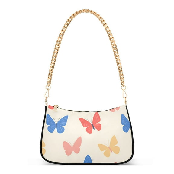FORMRS Womens Shoulder Bag with Chain Strap Clutch Purse Cute Tote Handbag, Red Butterflies