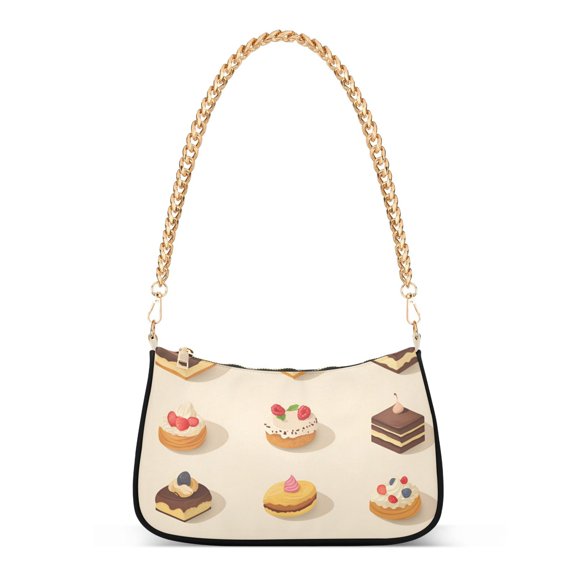 FORMRS Womens Shoulder Bag with Chain Strap Clutch Purse Cute Tote Handbag, Red Cakes