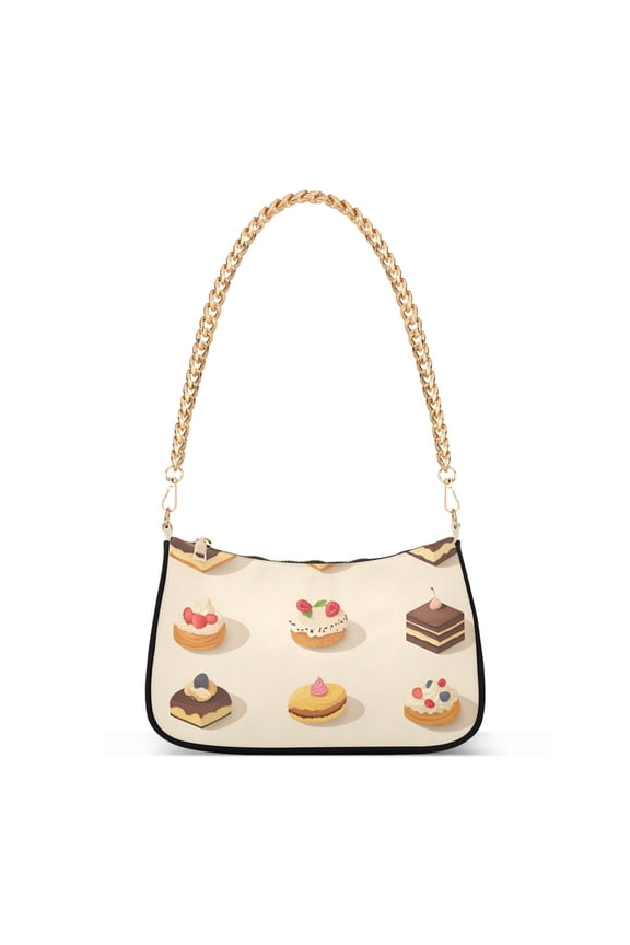 Womens Shoulder Bag with Chain Strap Clutch Purse Cute Tote Handbag, Red Cakes