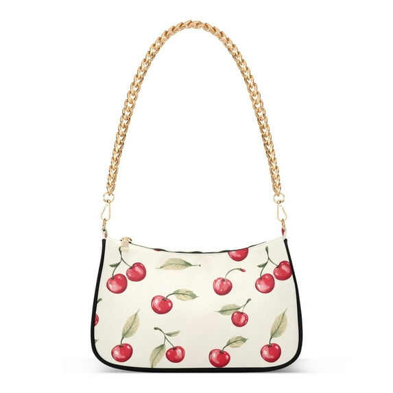 FORMRS Womens Shoulder Bag with Chain Strap Clutch Purse Cute Tote Handbag, Red Cherry