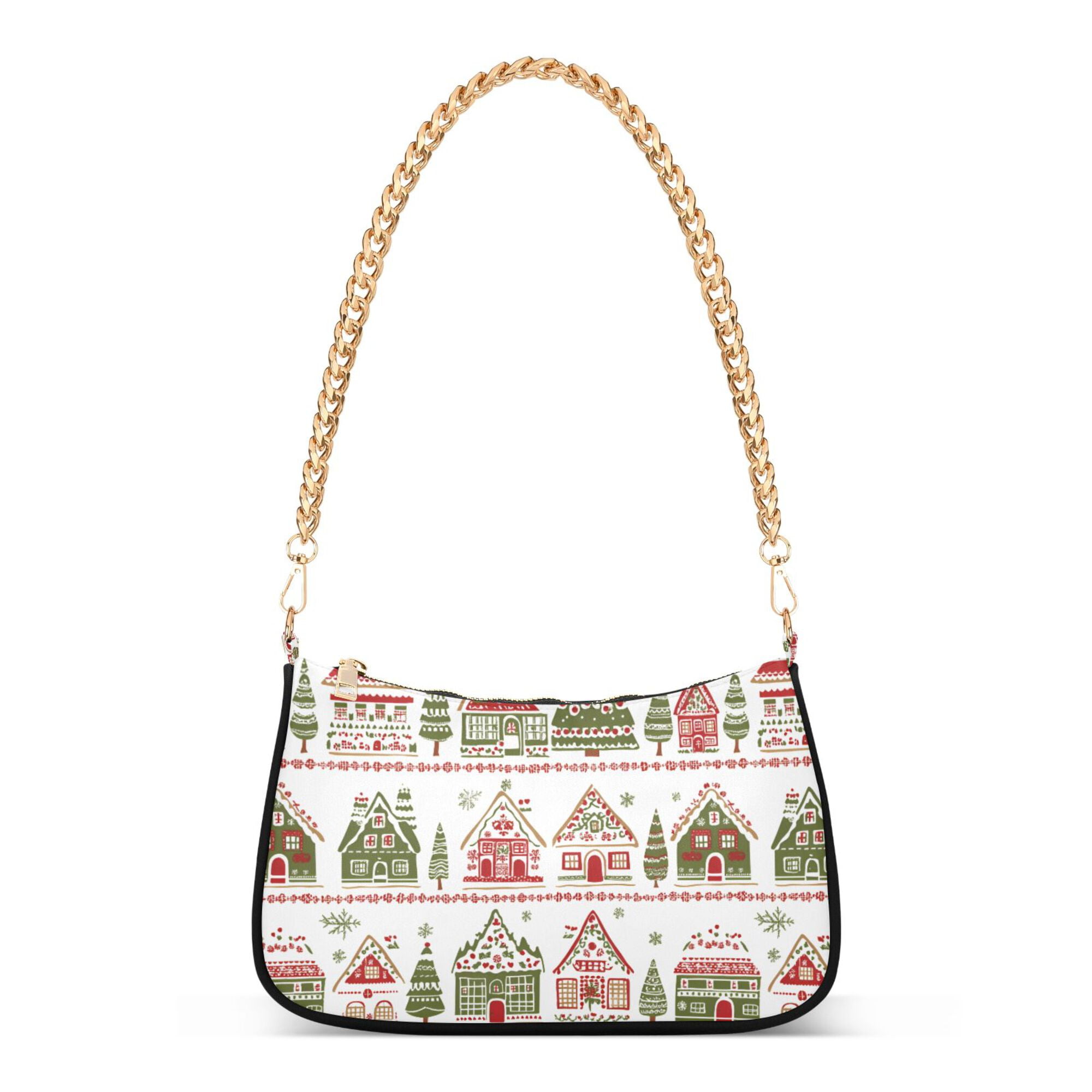 FORMRS Womens Shoulder Bag with Chain Strap Clutch Purse Cute Tote Handbag, Red Christmas House