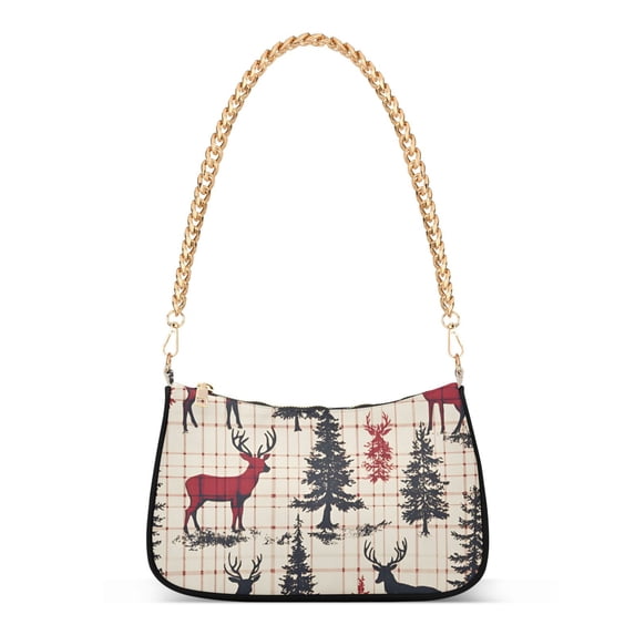 FORMRS Womens Shoulder Bag with Chain Strap Clutch Purse Cute Tote Handbag, Red Deer