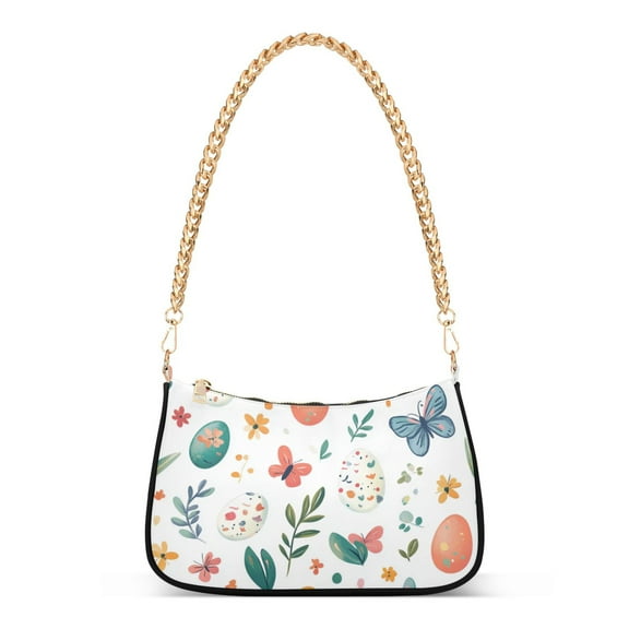 FORMRS Womens Shoulder Bag with Chain Strap Clutch Purse Cute Tote Handbag, Red Easter Eggs