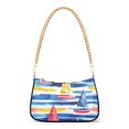 thumbnail image 1 of FORMRS Womens Shoulder Bag with Chain Strap Clutch Purse Cute Tote Handbag, Red Hand Drawn Sailboats, 1 of 7