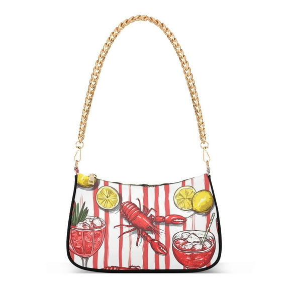 FORMRS Womens Shoulder Bag with Chain Strap Clutch Purse Cute Tote Handbag, Red Lobster