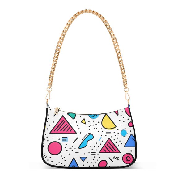 FORMRS Womens Shoulder Bag with Chain Strap Clutch Purse Cute Tote Handbag, Red Retro Pattern