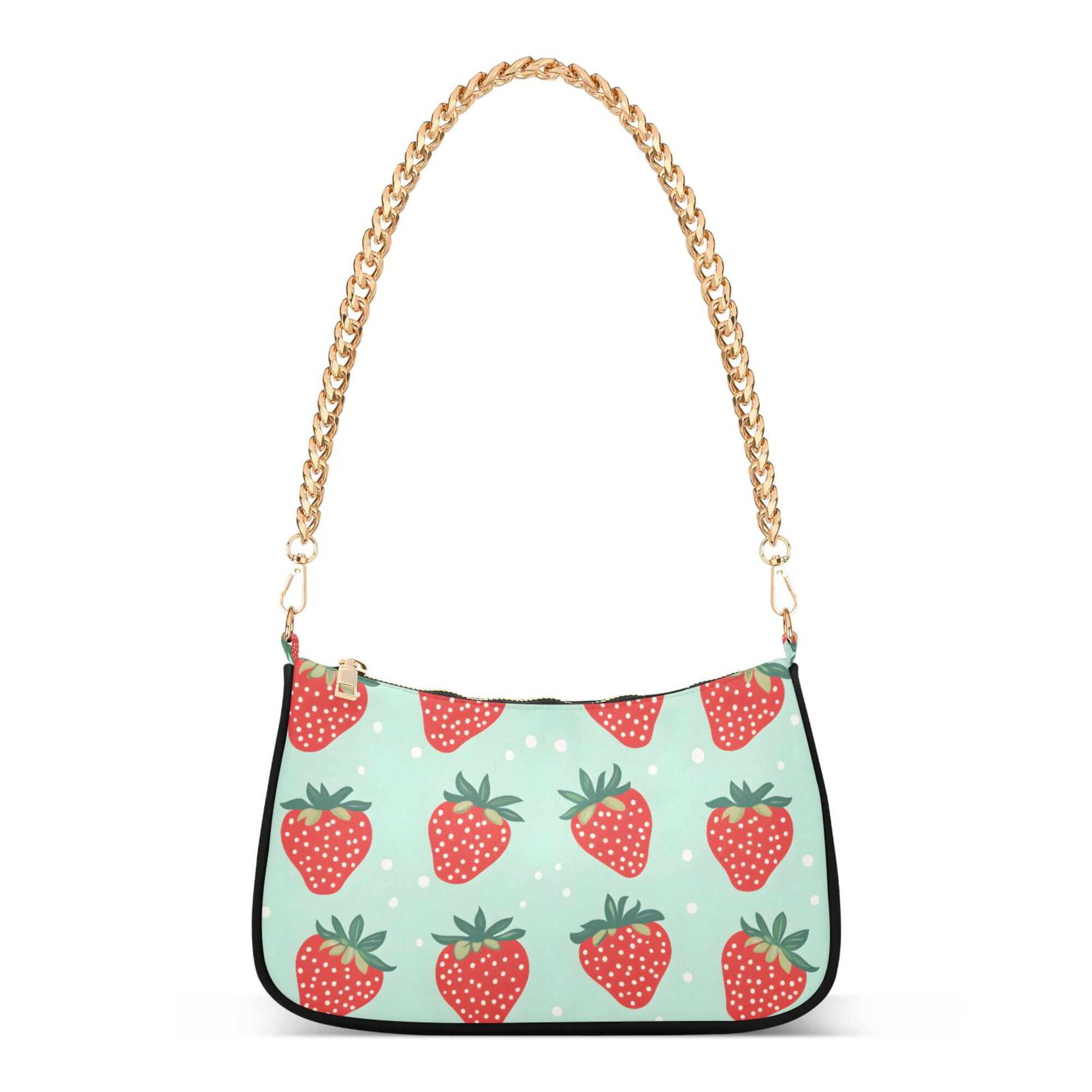 FORMRS Womens Shoulder Bag with Chain Strap Clutch Purse Cute Tote Handbag, Red Strawberry