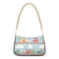 thumbnail image 1 of FORMRS Womens Shoulder Bag with Chain Strap Clutch Purse Cute Tote Handbag, Red Trains Pattern, 1 of 7