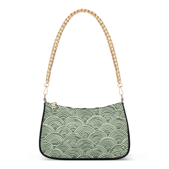 FORMRS Womens Shoulder Bag with Chain Strap Clutch Purse Cute Tote Handbag, Retro Green Abstract