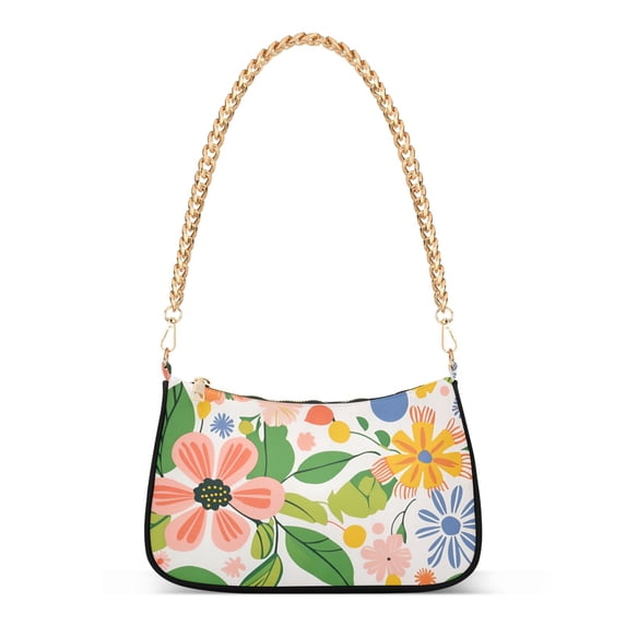 FORMRS Womens Shoulder Bag with Chain Strap Clutch Purse Cute Tote Handbag, Retro Pink Floral