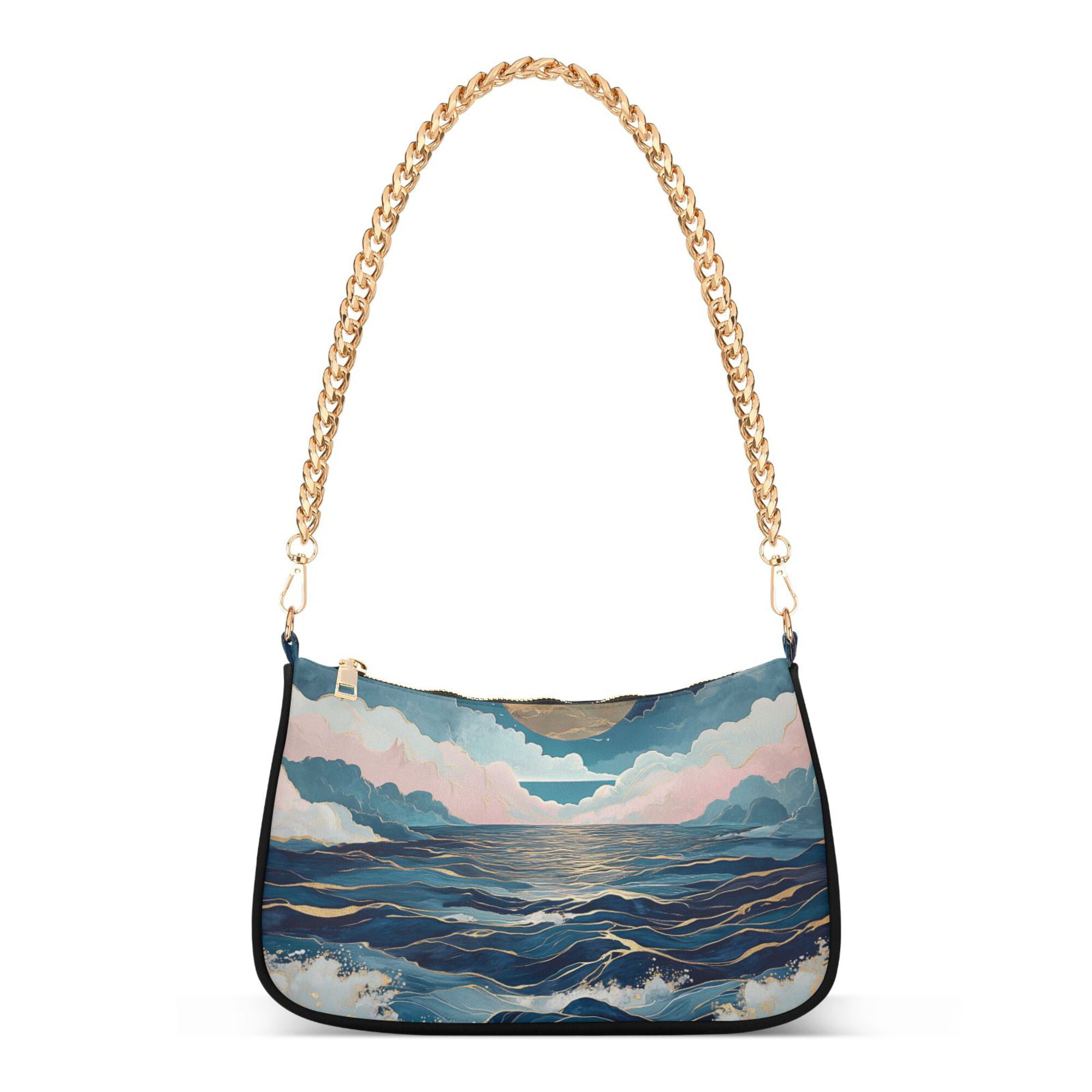 FORMRS Womens Shoulder Bag with Chain Strap Clutch Purse Cute Tote Handbag, Rolling Waves