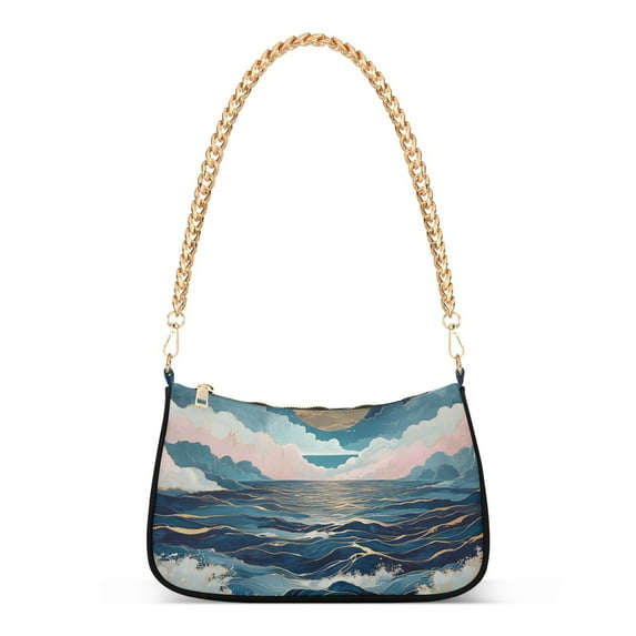 FORMRS Womens Shoulder Bag with Chain Strap Clutch Purse Cute Tote Handbag, Rolling Waves