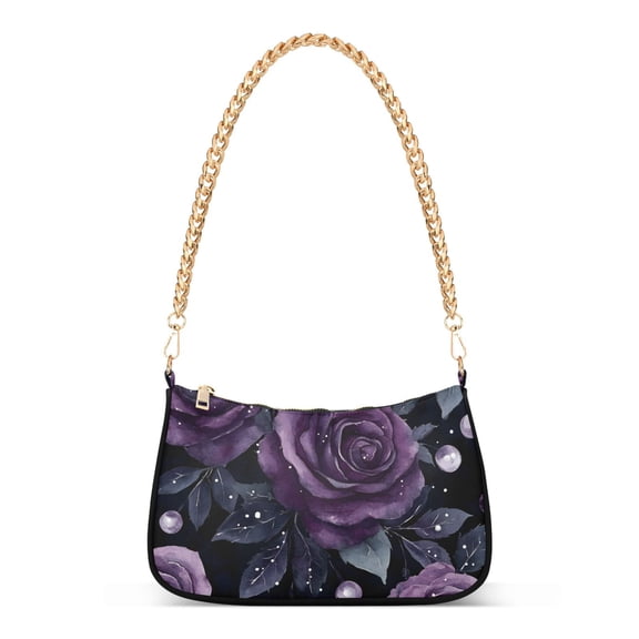FORMRS Womens Shoulder Bag with Chain Strap Clutch Purse Cute Tote Handbag, Roses and Pearls