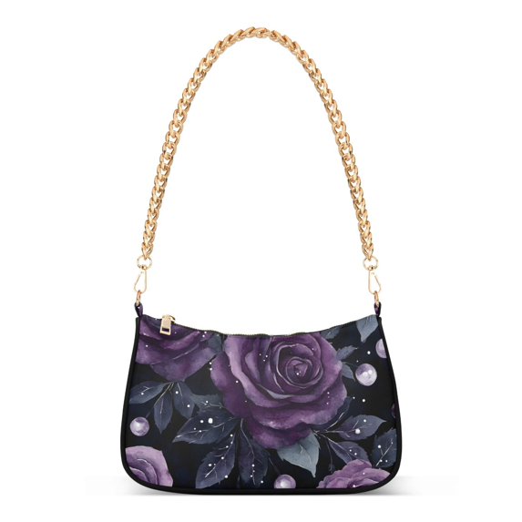 FORMRS Womens Shoulder Bag with Chain Strap Clutch Purse Cute Tote Handbag, Roses and Pearls
