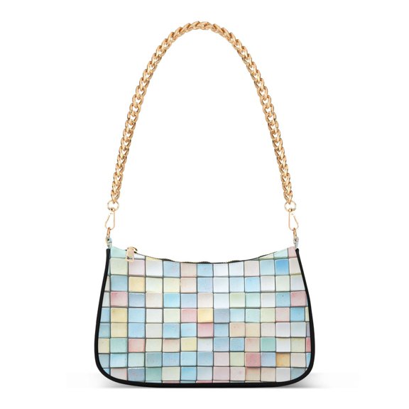 FORMRS Womens Shoulder Bag with Chain Strap Clutch Purse Cute Tote Handbag, Small Pastel Pattern
