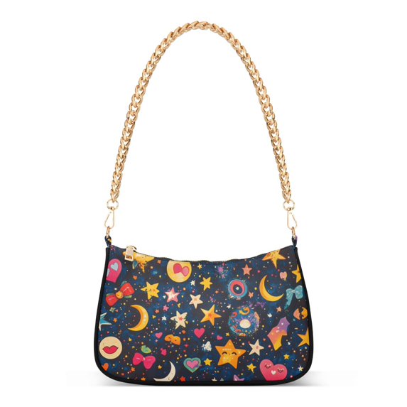 FORMRS Womens Shoulder Bag with Chain Strap Clutch Purse Cute Tote Handbag, Small Space Pattern