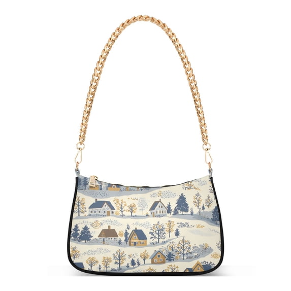FORMRS Womens Shoulder Bag with Chain Strap Clutch Purse Cute Tote Handbag, Snowy Mountains