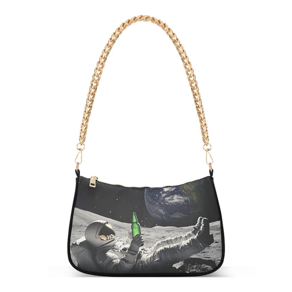FORMRS Womens Shoulder Bag with Chain Strap Clutch Purse Cute Tote Handbag, Space Earth