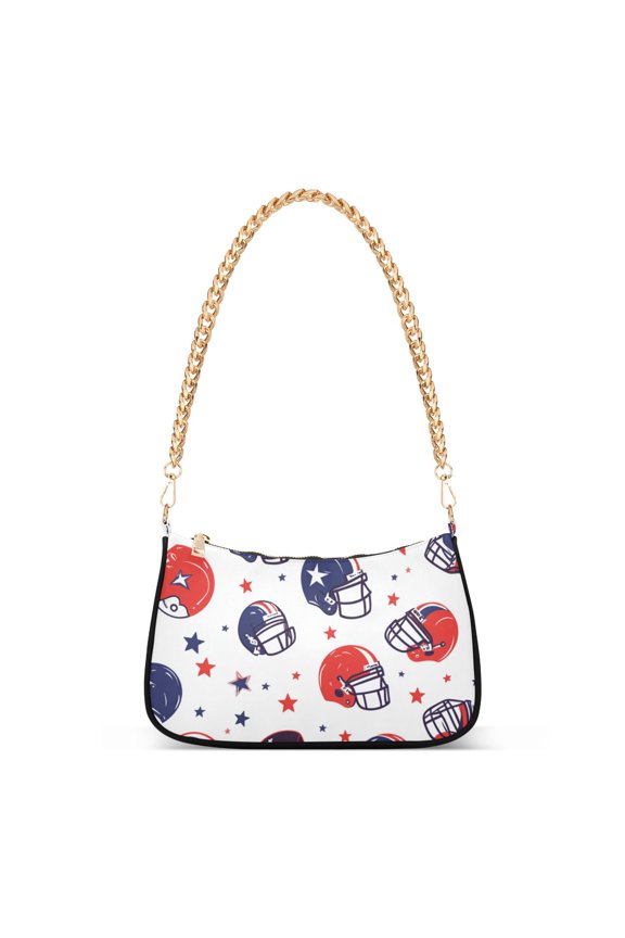 Womens Shoulder Bag with Chain Strap Clutch Purse Cute Tote Handbag, Star Spangled Helmets