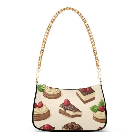FORMRS Womens Shoulder Bag with Chain Strap Clutch Purse Cute Tote Handbag, Strawberry Cake